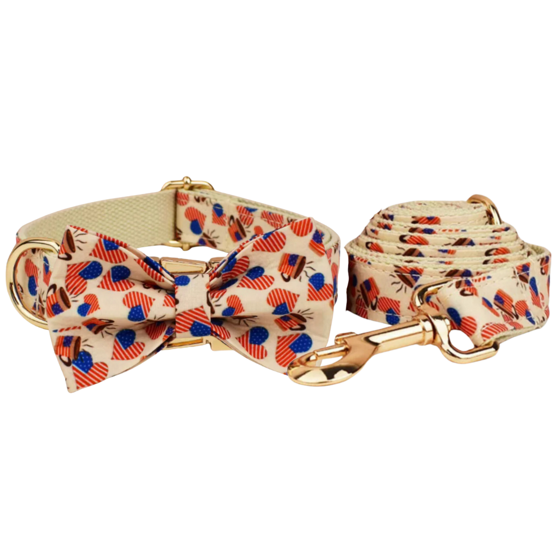 🇺🇸 THE PATRIOT COLLAR BOW & LEASH SET