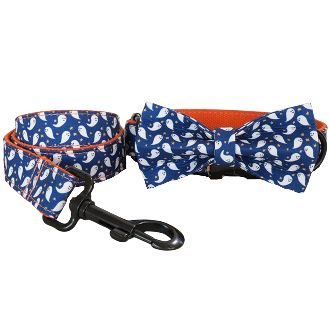 👻 GHOSTLY WHISPERS COLLAR BOW & LEASH SET