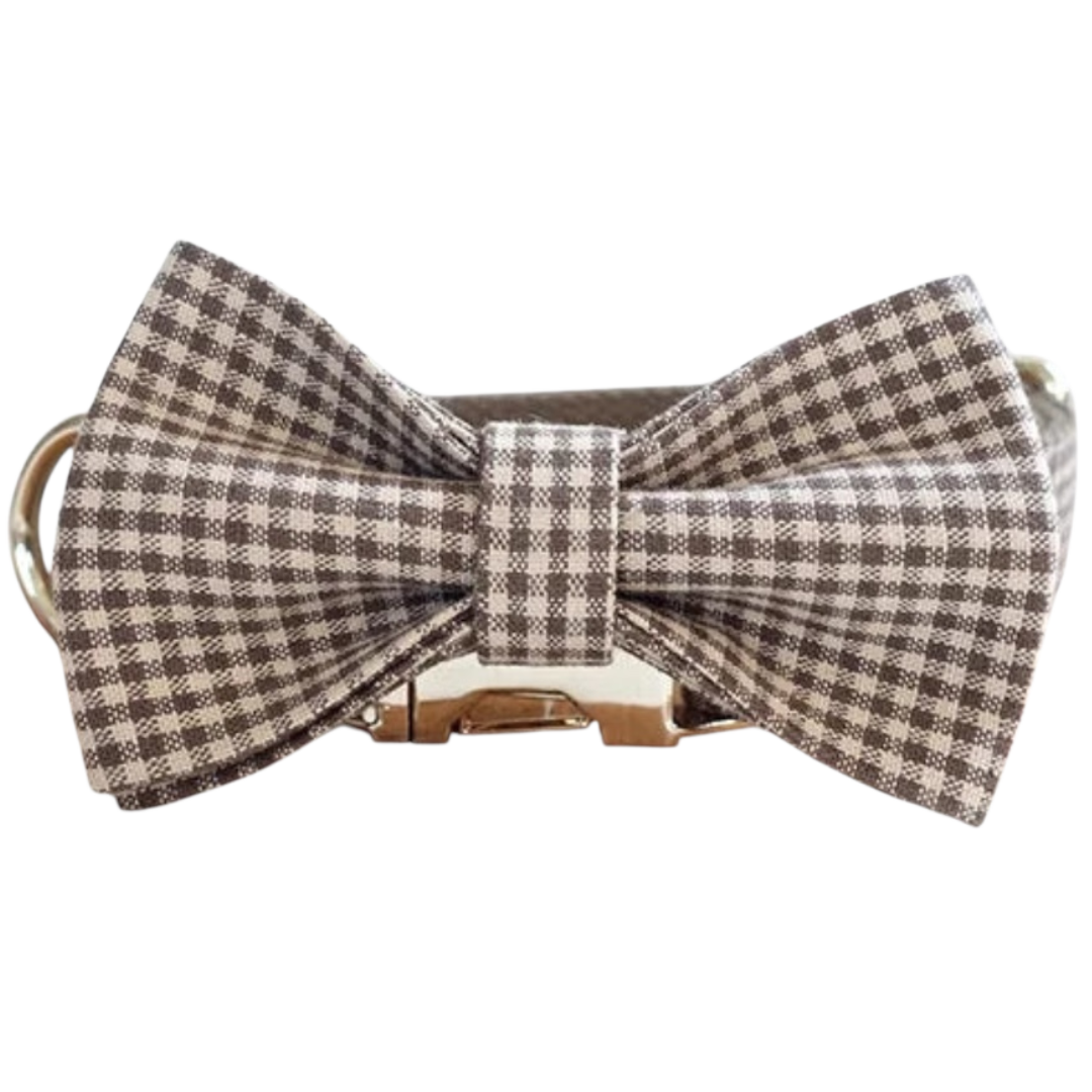 ☕ MOCHA TARTAN COLLAR & BOW